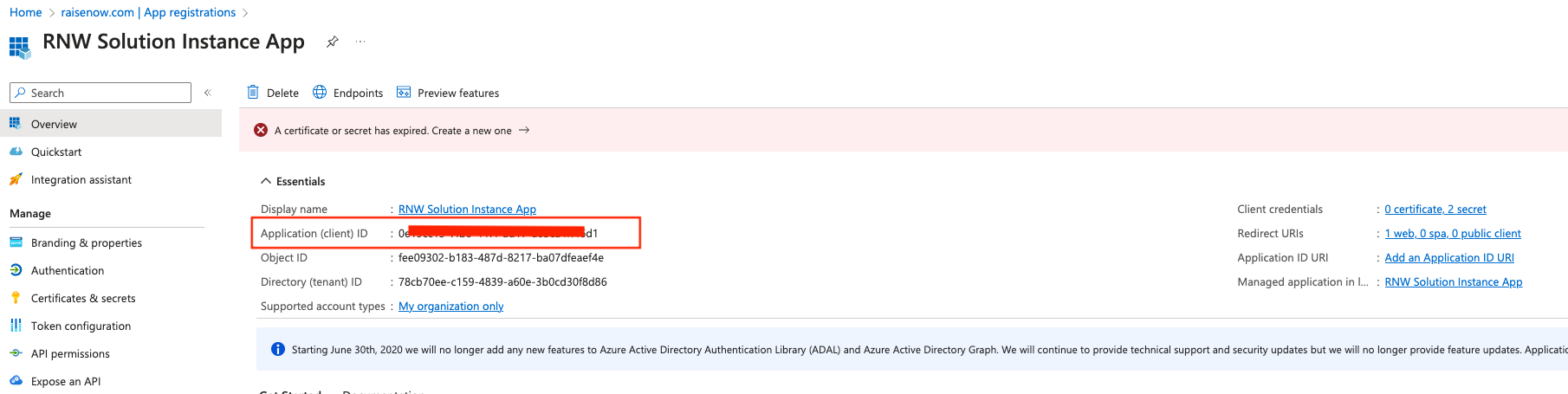 Azure active directory client id